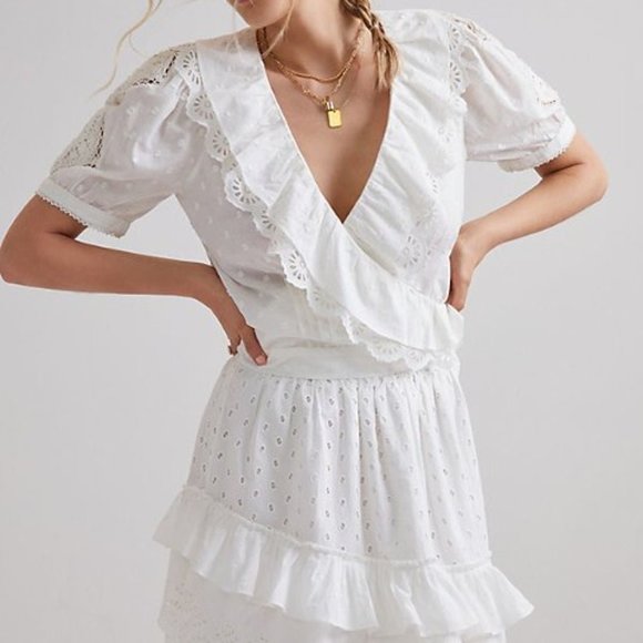 Antropologie Forever That Girl Lacy Ruffled Wrap Blouse - Picture 1 of 12